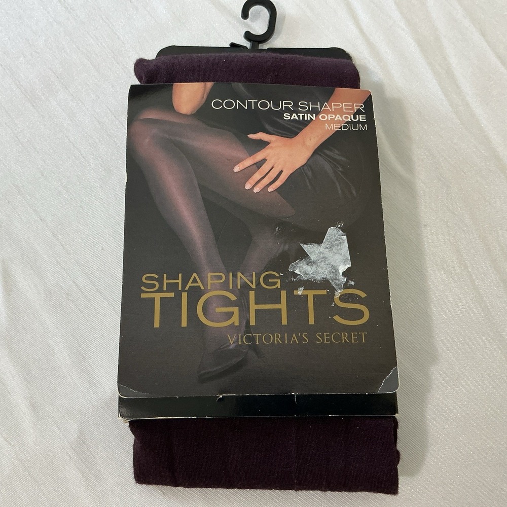 Vintage Victoria's Secret Satin Opaque Tights Size Medium Shaper Tight New